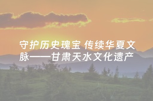 守护历史瑰宝 传续华夏文脉——甘肃天水文化遗产保护传承的实践探索