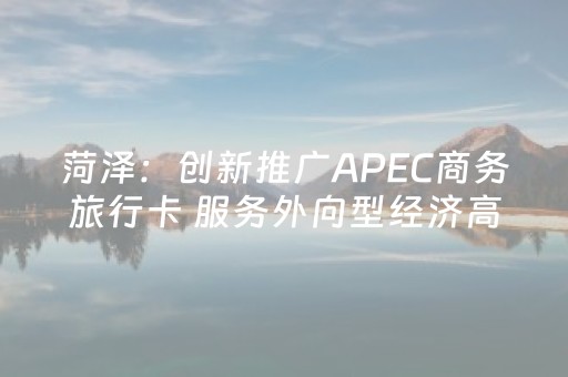 菏泽：创新推广APEC商务旅行卡 服务外向型经济高质量发展