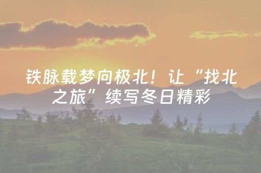 铁脉载梦向极北！让“找北之旅”续写冬日精彩