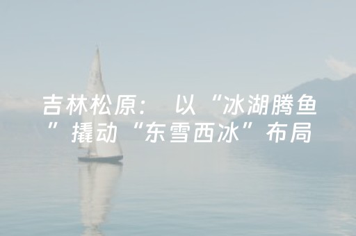 吉林松原：  以“冰湖腾鱼”撬动“东雪西冰”布局