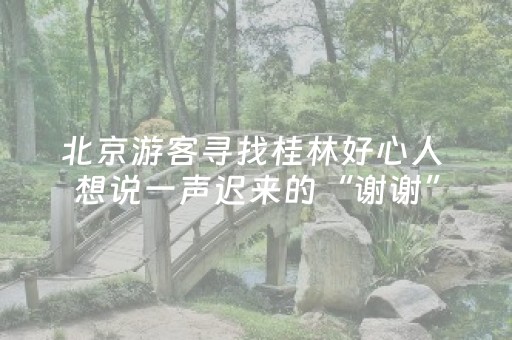 北京游客寻找桂林好心人 想说一声迟来的“谢谢”