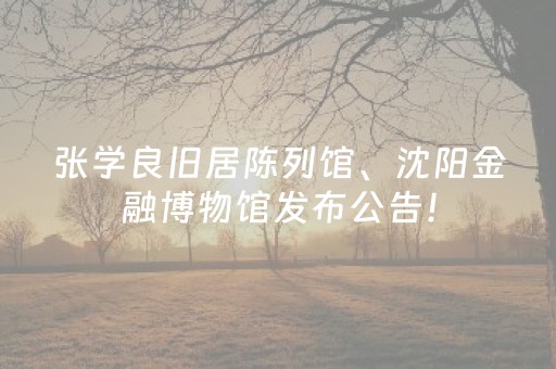 张学良旧居陈列馆、沈阳金融博物馆发布公告！