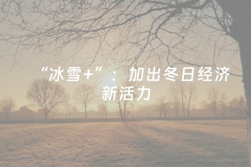 “冰雪+”：加出冬日经济新活力