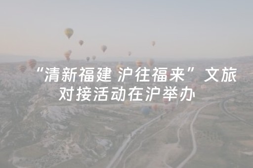 “清新福建 沪往福来”文旅对接活动在沪举办