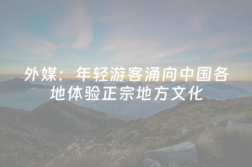 外媒：年轻游客涌向中国各地体验正宗地方文化