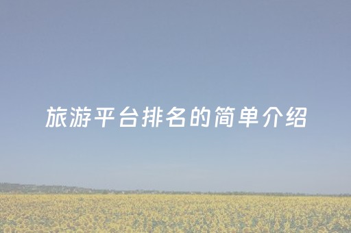旅游平台排名的简单介绍