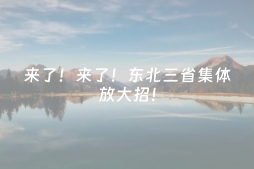 来了！来了！东北三省集体放大招！