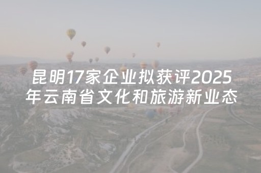 昆明17家企业拟获评2025年云南省文化和旅游新业态企业