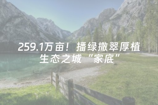 259.1万亩！播绿撒翠厚植生态之城“家底”