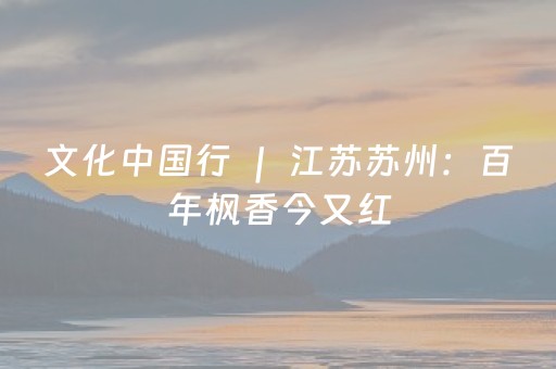 文化中国行 ｜ 江苏苏州：百年枫香今又红