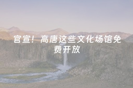 官宣！高唐这些文化场馆免费开放