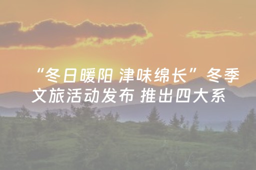“冬日暖阳 津味绵长”冬季文旅活动发布 推出四大系列300余项活动
