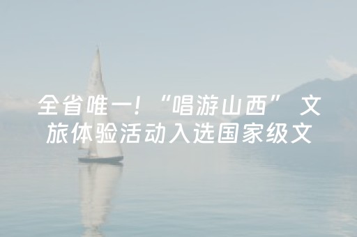 全省唯一! “唱游山西” 文旅体验活动入选国家级文旅范例