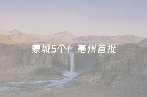 蒙城5个！亳州首批