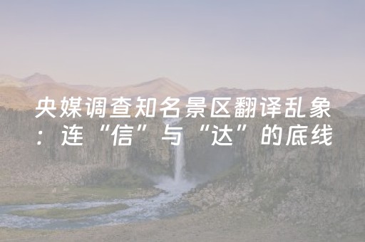 央媒调查知名景区翻译乱象：连“信”与“达”的底线都未能守住