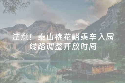 注意！泰山桃花峪乘车入园线路调整开放时间