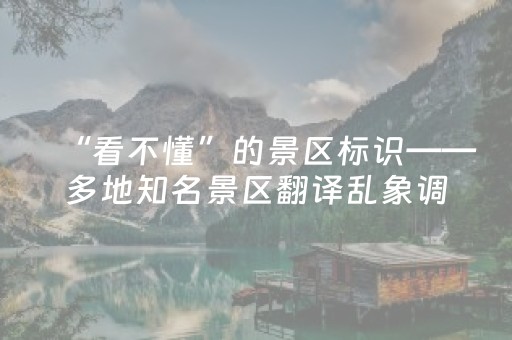 “看不懂”的景区标识——多地知名景区翻译乱象调查