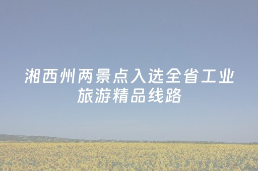 湘西州两景点入选全省工业旅游精品线路