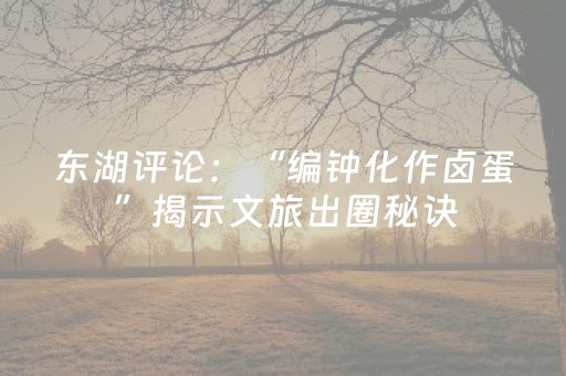 东湖评论：“编钟化作卤蛋”揭示文旅出圈秘诀