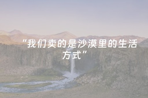 “我们卖的是沙漠里的生活方式”