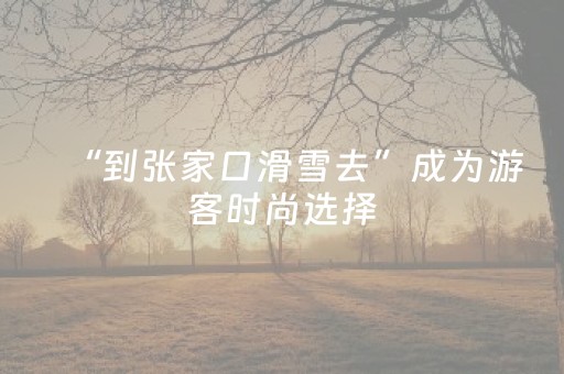 “到张家口滑雪去”成为游客时尚选择
