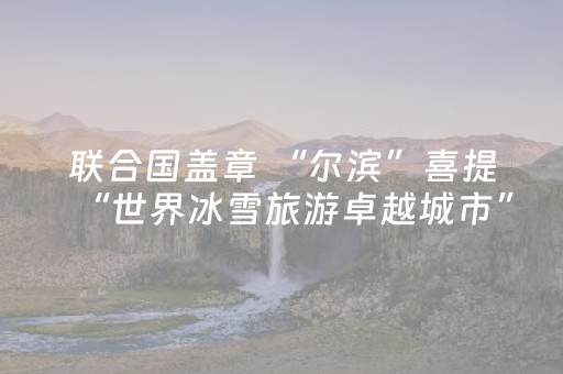 联合国盖章 “尔滨”喜提“世界冰雪旅游卓越城市”