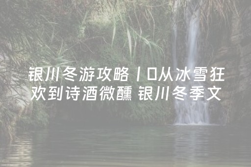 银川冬游攻略丨‌从冰雪狂欢到诗酒微醺 银川冬季文旅惠民季全面开启