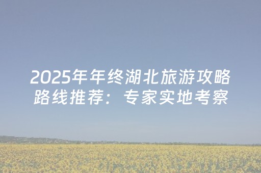 2025年年终湖北旅游攻略路线推荐：专家实地考察与场景化分析