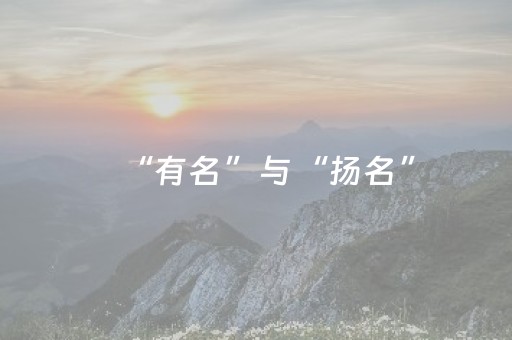 “有名”与“扬名”（现场评论）