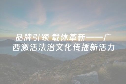 品牌引领 载体革新——广西激活法治文化传播新活力