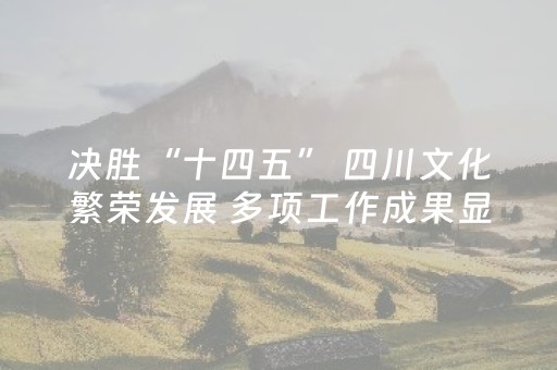 决胜“十四五” 四川文化繁荣发展 多项工作成果显著