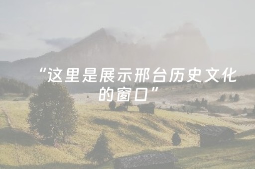 “这里是展示邢台历史文化的窗口”