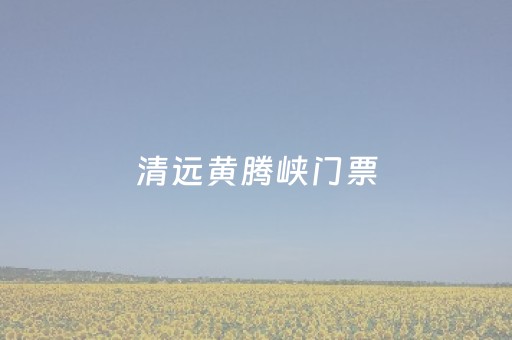清远黄腾峡门票（清远黄腾峡门票怎么买便宜）