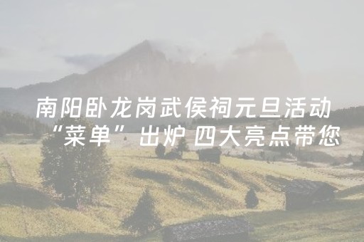 南阳卧龙岗武侯祠元旦活动“菜单”出炉 四大亮点带您穿越三国