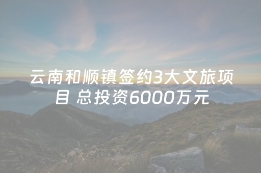 云南和顺镇签约3大文旅项目 总投资6000万元
