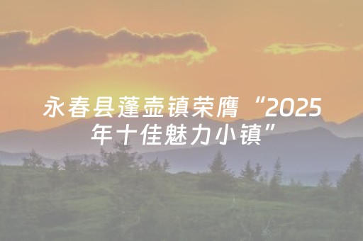 永春县蓬壶镇荣膺“2025年十佳魅力小镇”
