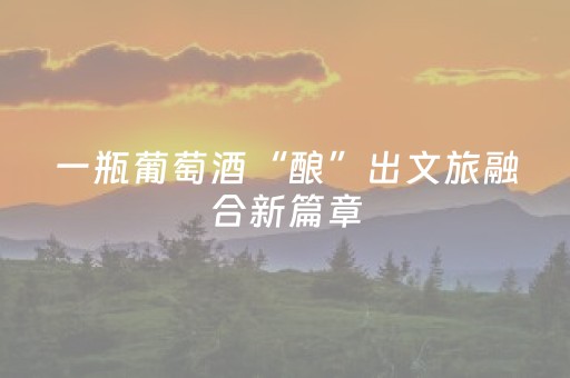 一瓶葡萄酒“酿”出文旅融合新篇章