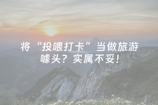 将“投喂打卡”当做旅游噱头？实属不妥！