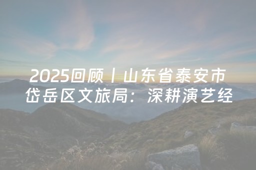 2025回顾丨山东省泰安市岱岳区文旅局：深耕演艺经济产业化 激活文旅消费新动能