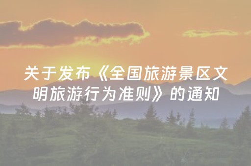 关于发布《全国旅游景区文明旅游行为准则》的通知