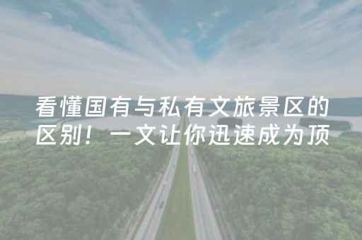 看懂国有与私有文旅景区的区别！一文让你迅速成为顶级文旅专家！