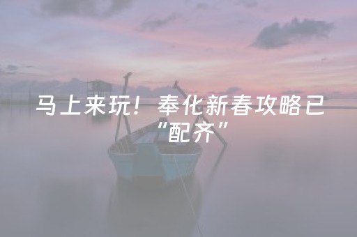 马上来玩！奉化新春攻略已“配齐”，就等你！