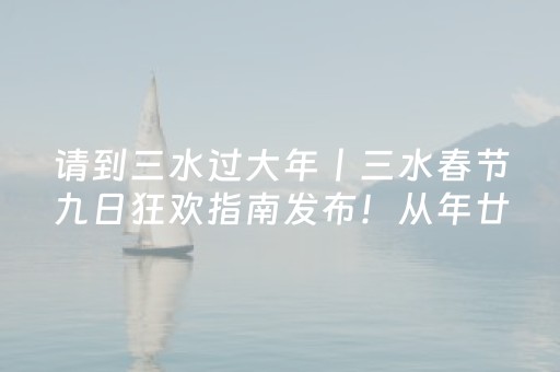 请到三水过大年丨三水春节九日狂欢指南发布！从年廿八到初七，天天不重样