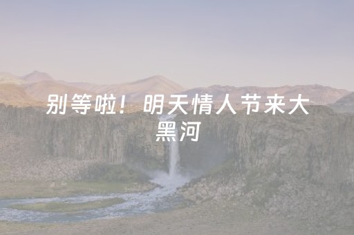 别等啦！明天情人节来大黑河，冰雪乐园里找对象，甜甜的恋爱轮到你！