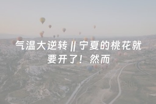 气温大逆转 || 宁夏的桃花就要开了！然而，降温降水大风沙尘要先来了！