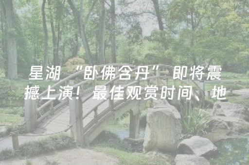 星湖 “卧佛含丹” 即将震撼上演！最佳观赏时间、地点→