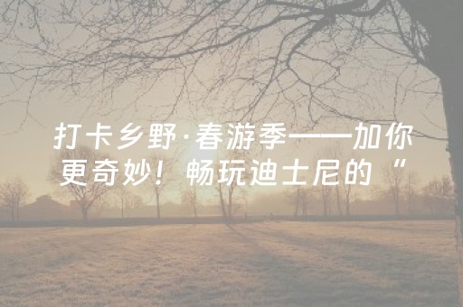 打卡乡野·春游季——加你更奇妙！畅玩迪士尼的“神奇后花园”