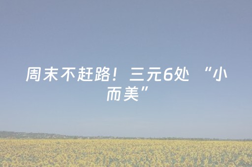 周末不赶路！三元6处 “小而美”，解锁惬意短途游