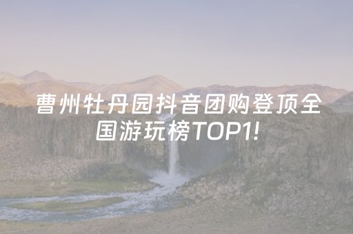 曹州牡丹园抖音团购登顶全国游玩榜TOP1！