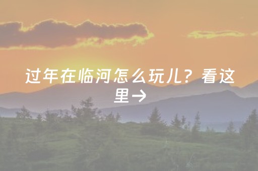 过年在临河怎么玩儿？看这里→